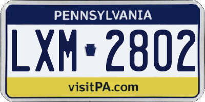 PA license plate LXM2802
