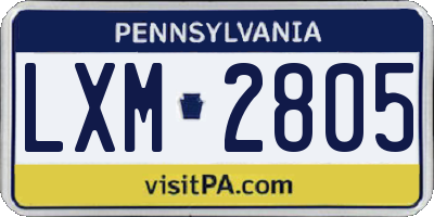 PA license plate LXM2805