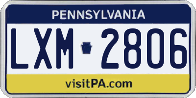 PA license plate LXM2806