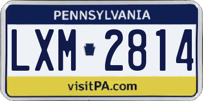 PA license plate LXM2814