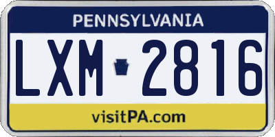 PA license plate LXM2816