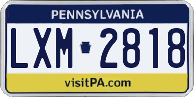 PA license plate LXM2818