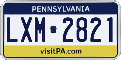 PA license plate LXM2821