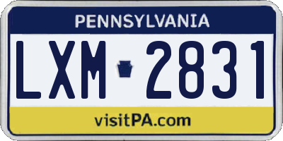 PA license plate LXM2831
