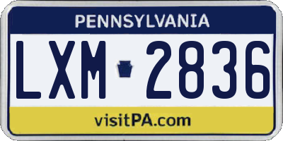 PA license plate LXM2836