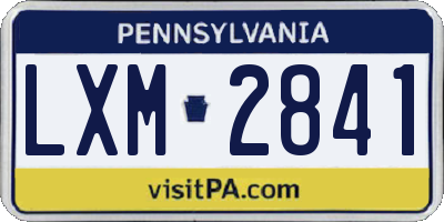 PA license plate LXM2841