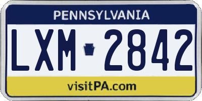 PA license plate LXM2842