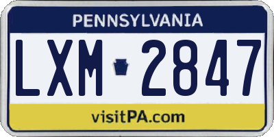 PA license plate LXM2847