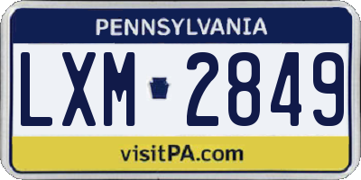 PA license plate LXM2849