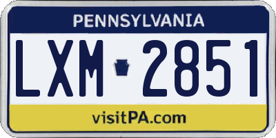 PA license plate LXM2851