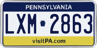PA license plate LXM2863