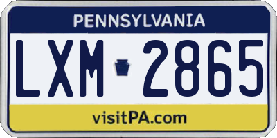 PA license plate LXM2865