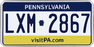 PA license plate LXM2867