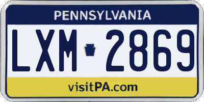 PA license plate LXM2869