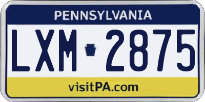 PA license plate LXM2875