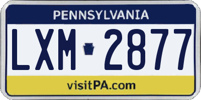 PA license plate LXM2877