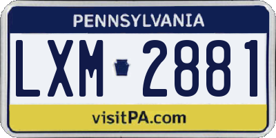 PA license plate LXM2881