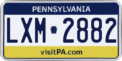 PA license plate LXM2882