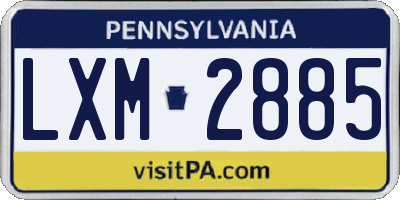 PA license plate LXM2885