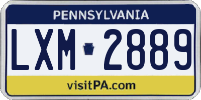 PA license plate LXM2889
