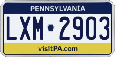 PA license plate LXM2903