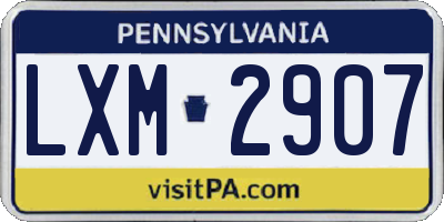 PA license plate LXM2907