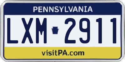 PA license plate LXM2911