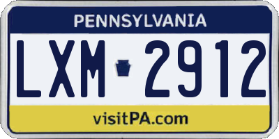 PA license plate LXM2912