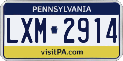PA license plate LXM2914