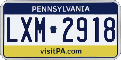 PA license plate LXM2918