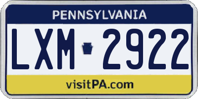 PA license plate LXM2922