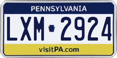 PA license plate LXM2924