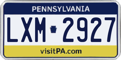 PA license plate LXM2927