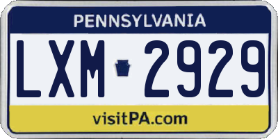 PA license plate LXM2929