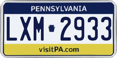 PA license plate LXM2933