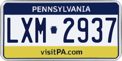 PA license plate LXM2937