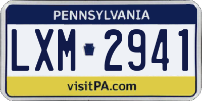 PA license plate LXM2941