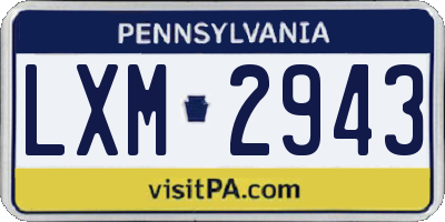 PA license plate LXM2943