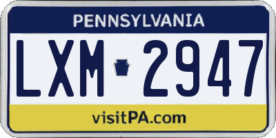PA license plate LXM2947