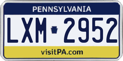 PA license plate LXM2952