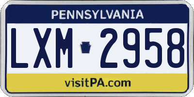 PA license plate LXM2958