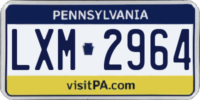 PA license plate LXM2964