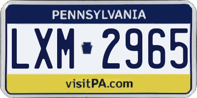 PA license plate LXM2965