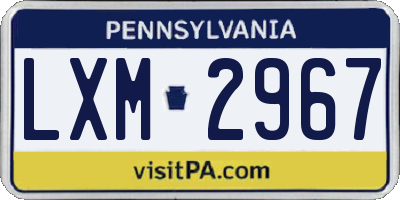 PA license plate LXM2967