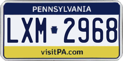 PA license plate LXM2968
