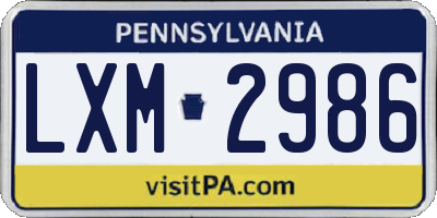 PA license plate LXM2986