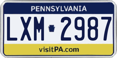 PA license plate LXM2987