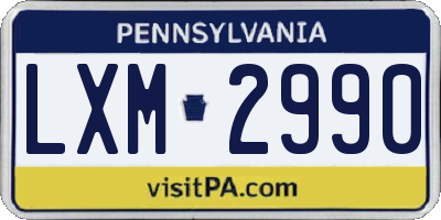 PA license plate LXM2990