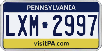 PA license plate LXM2997