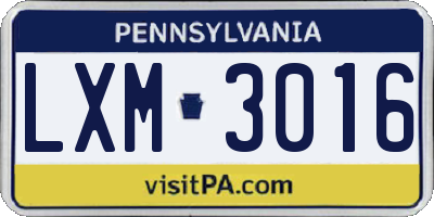 PA license plate LXM3016